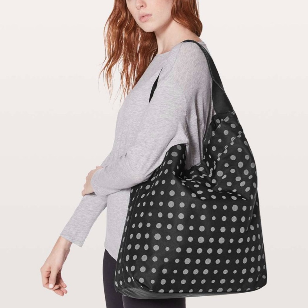 lululemon athletica Black Tote with Gray Polka Dots